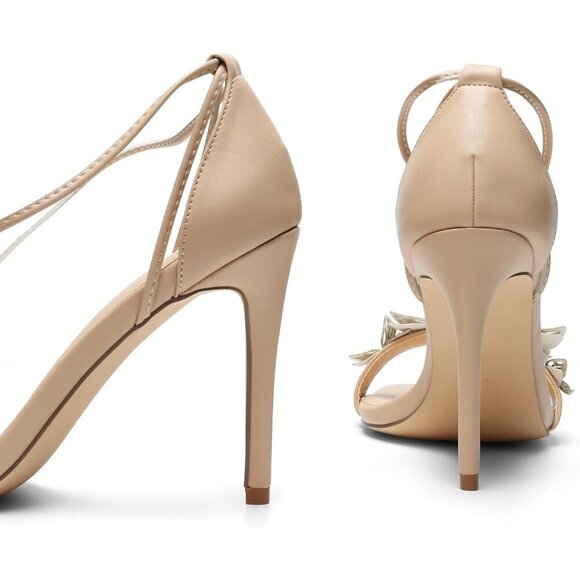 Dream Pairs Women Nude-pu Faux Leather Open Square Toe Stilletos Heels Shoes - Picture 4 of 7